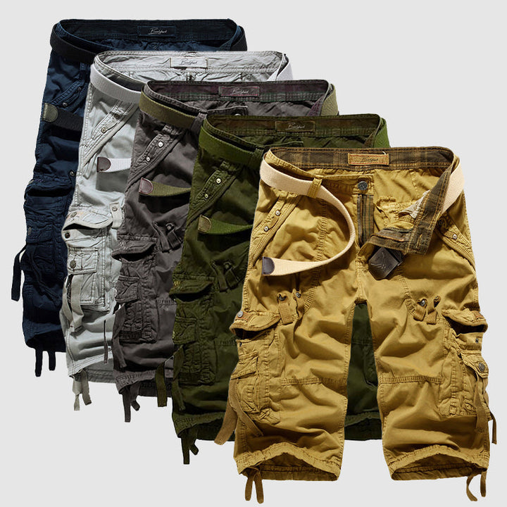 Men's Cargo Shorts - Knee-Length - Multiple Pockets - Breathable - Belted Fit