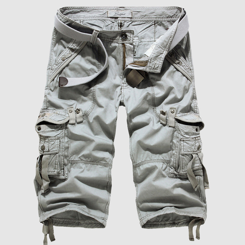 Men's Cargo Shorts - Knee-Length - Multiple Pockets - Breathable - Belted Fit