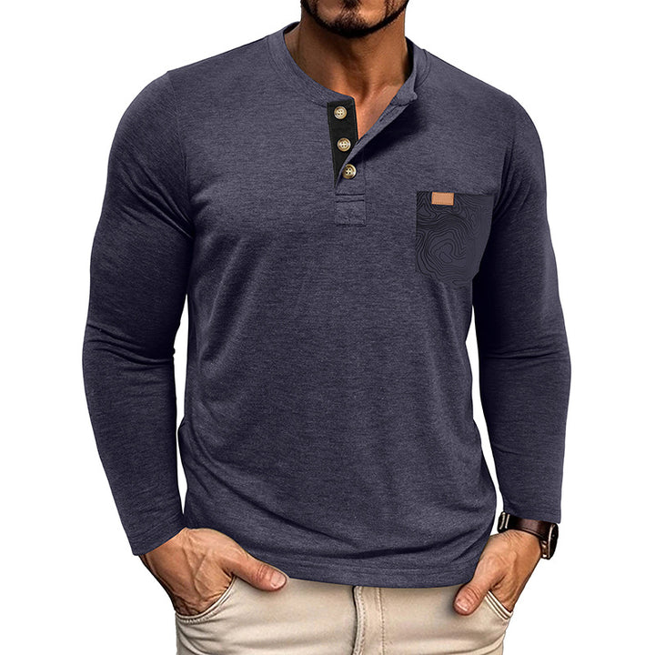 <font style="vertical-align: inherit;"><font style="vertical-align: inherit;">2025 nieuwe herfst- en wintergrensoverschrijdende Europese en Amerikaanse heren Henry-overhemd met lange mouwen Amazon heren ronde hals T-shirt tops groothandel</font></font>