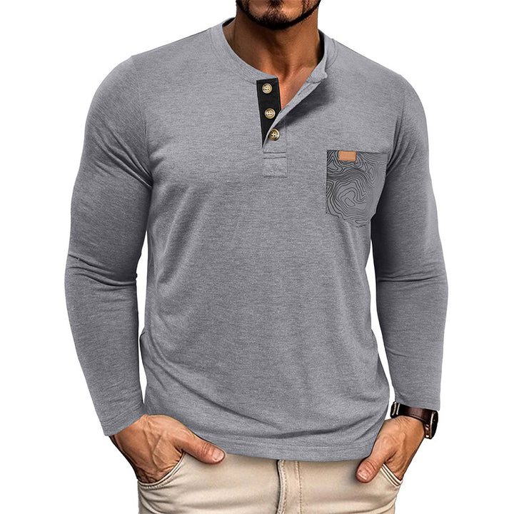 <font style="vertical-align: inherit;"><font style="vertical-align: inherit;">2025 nieuwe herfst- en wintergrensoverschrijdende Europese en Amerikaanse heren Henry-overhemd met lange mouwen Amazon heren ronde hals T-shirt tops groothandel</font></font>