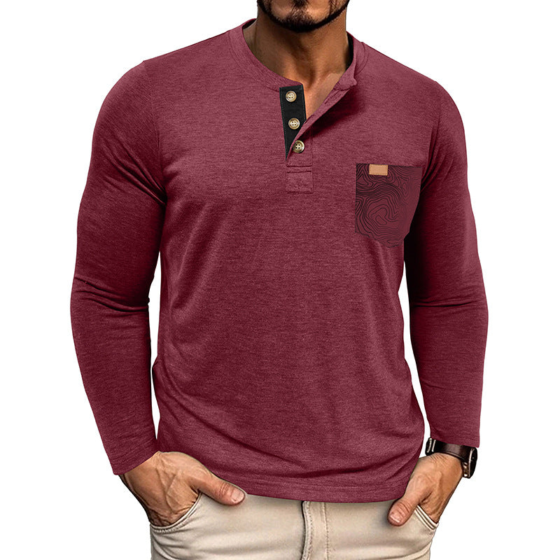 <font style="vertical-align: inherit;"><font style="vertical-align: inherit;">2025 nieuwe herfst- en wintergrensoverschrijdende Europese en Amerikaanse heren Henry-overhemd met lange mouwen Amazon heren ronde hals T-shirt tops groothandel</font></font>