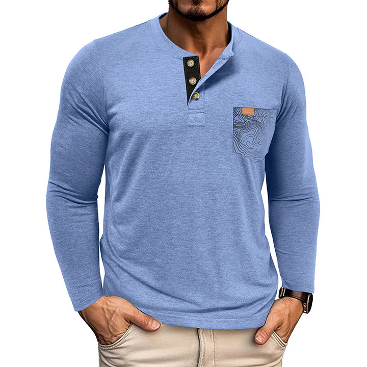 <font style="vertical-align: inherit;"><font style="vertical-align: inherit;">2025 nieuwe herfst- en wintergrensoverschrijdende Europese en Amerikaanse heren Henry-overhemd met lange mouwen Amazon heren ronde hals T-shirt tops groothandel</font></font>