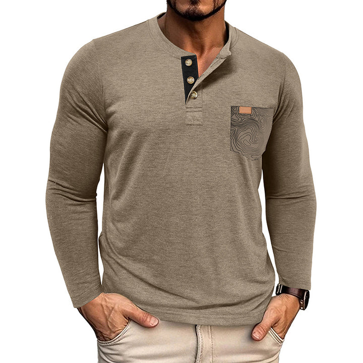 <font style="vertical-align: inherit;"><font style="vertical-align: inherit;">2025 nieuwe herfst- en wintergrensoverschrijdende Europese en Amerikaanse heren Henry-overhemd met lange mouwen Amazon heren ronde hals T-shirt tops groothandel</font></font>