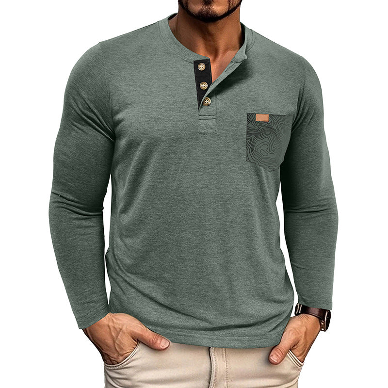 <font style="vertical-align: inherit;"><font style="vertical-align: inherit;">2025 nieuwe herfst- en wintergrensoverschrijdende Europese en Amerikaanse heren Henry-overhemd met lange mouwen Amazon heren ronde hals T-shirt tops groothandel</font></font>