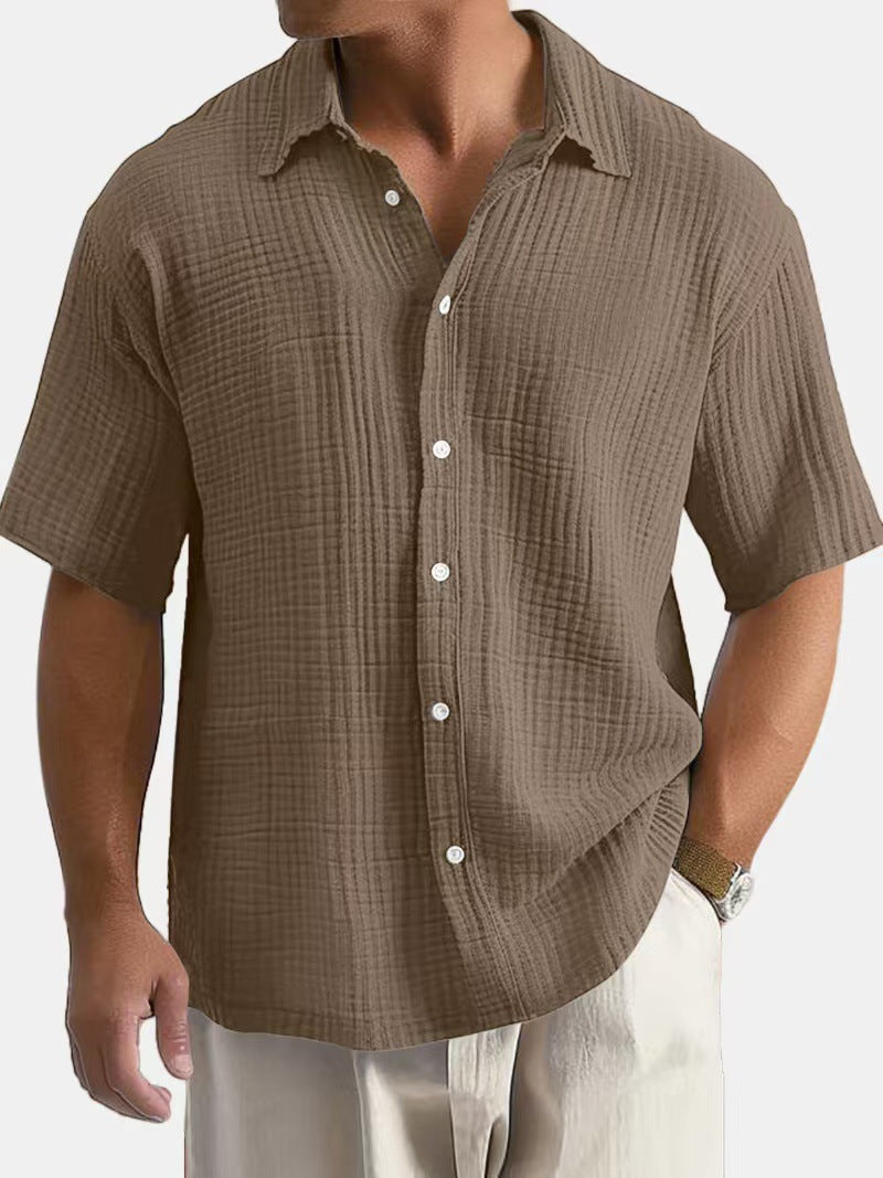 <font style="vertical-align: inherit;"><font style="vertical-align: inherit;">2025 nieuwe wens Amazon buitenlandse handel hot buitenlandse handel heren revers casual katoenen overhemd met korte mouwen herenkleding</font></font>