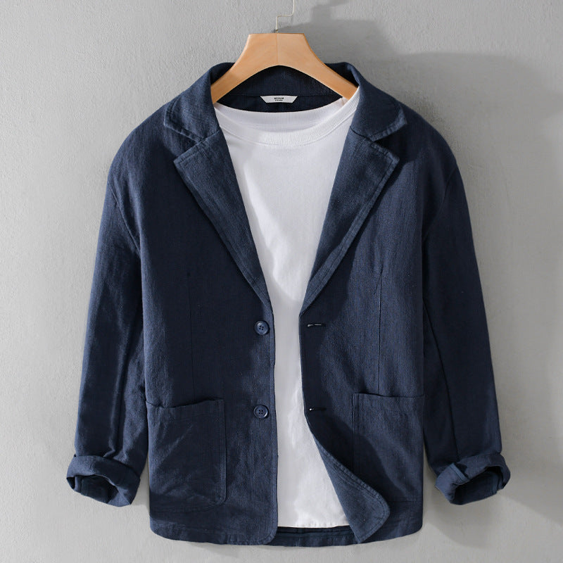 <font dir="auto" style="vertical-align: inherit;"><font dir="auto" style="vertical-align: inherit;">Lente- en herfst heren gestreepte korte mouwen casual pak linnen los jeugd knap populair eenvoudig pak Y803</font></font>