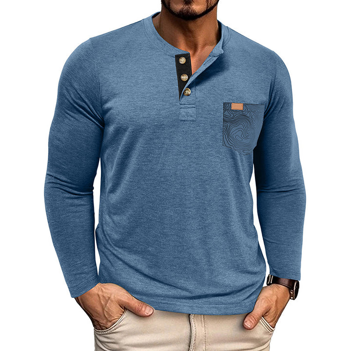 <font style="vertical-align: inherit;"><font style="vertical-align: inherit;">2025 nieuwe herfst- en wintergrensoverschrijdende Europese en Amerikaanse heren Henry-overhemd met lange mouwen Amazon heren ronde hals T-shirt tops groothandel</font></font>