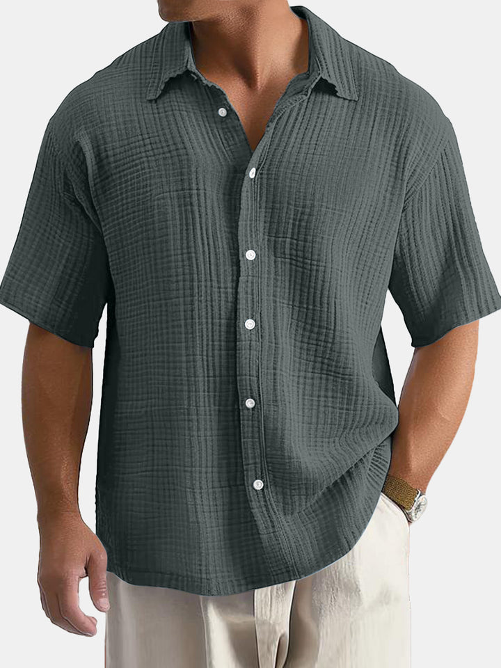 <font style="vertical-align: inherit;"><font style="vertical-align: inherit;">2025 nieuwe wens Amazon buitenlandse handel hot buitenlandse handel heren revers casual katoenen overhemd met korte mouwen herenkleding</font></font>