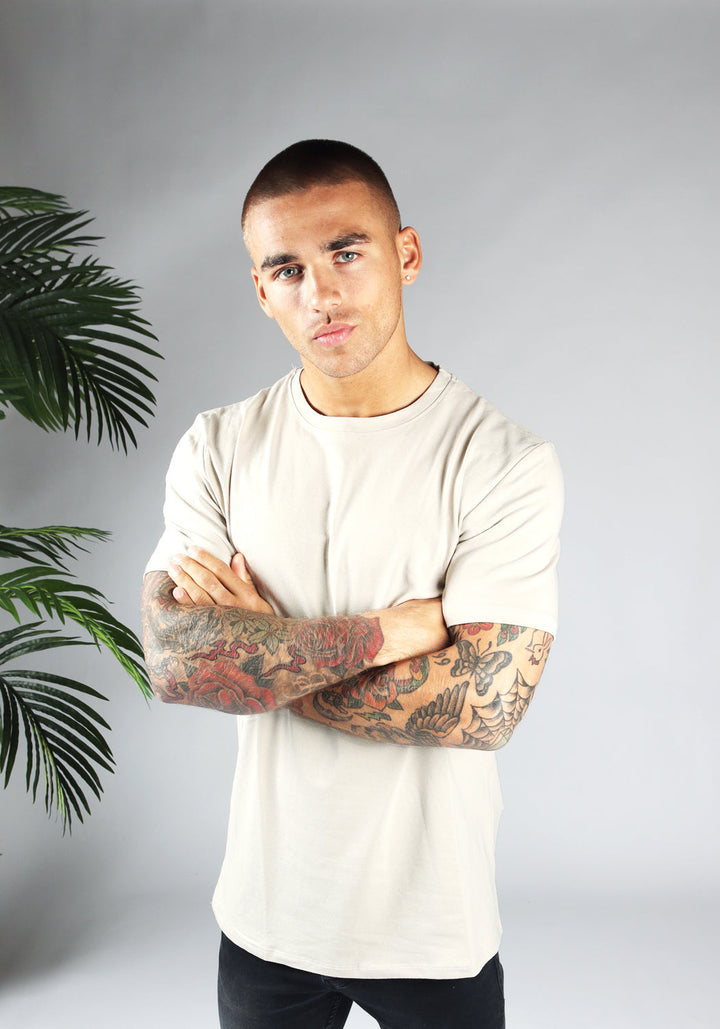 Straight Fit Stretch Tee – Beige